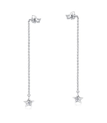 Star Designed CZ Stone With Chain Drop Earring Stud STS-5551